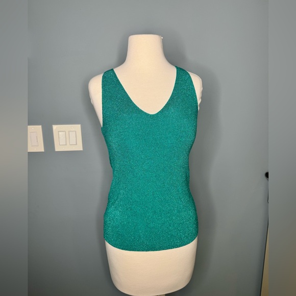 NWOT Teal Sparkly Racer Back Knit Top - Picture 1 of 4